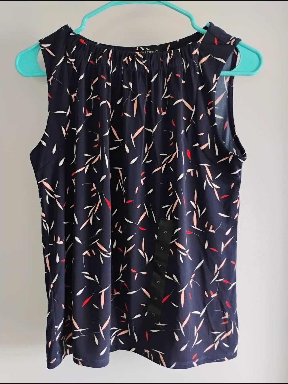 Banana Republic Navy Top with Peach & Red Accents